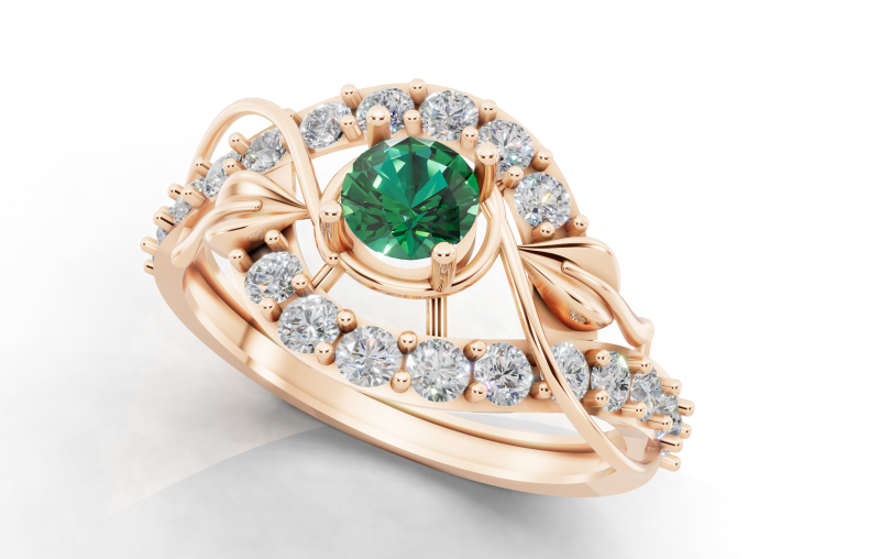 Organic Vine and Leaf Ring Nature Inspired Cad Design 3D Print Model .c4d .max .obj .3ds .fbx .stl .blend 