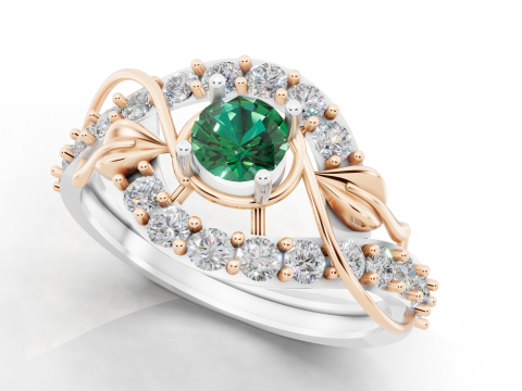 Organic Vine and Leaf Ring Nature Inspired Cad Design 3D Print Model