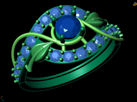 Organic Vine and Leaf Ring Nature Inspired Cad Design 3D Print Model