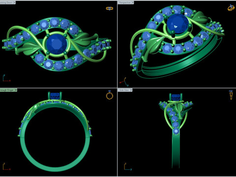 Organic Vine and Leaf Ring Nature Inspired Cad Design 3D Print Model