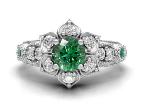 Floral Cluster Ring Vintage Beaded Shank CAD for Printing 3D Print Model