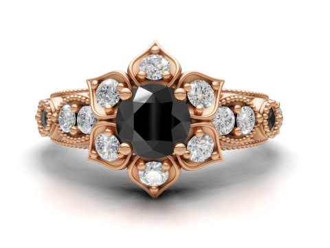 Floral Cluster Ring Vintage Beaded Shank CAD for Printing 3D Print Model