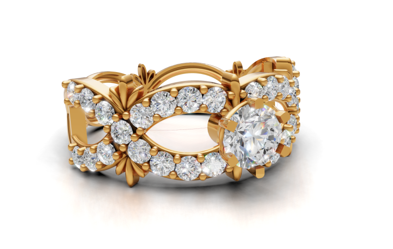 File CAD Pave Ring Terinspirasi Alam untuk Pencetakan Model Cetak 3D .c4d .max .obj .3ds .fbx .stl .blend 