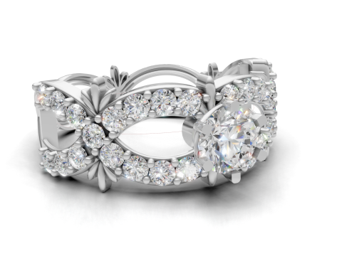 File CAD Pave Ring Terinspirasi Alam untuk Pencetakan Model Cetak 3D