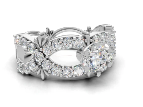 Nature Inspired Pave Ring CAD File for Printing 3D Print Model