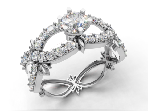 File CAD Pave Ring Terinspirasi Alam untuk Pencetakan Model Cetak 3D