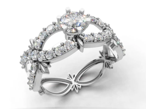 Nature Inspired Pave Ring CAD File for Printing 3D Print Model