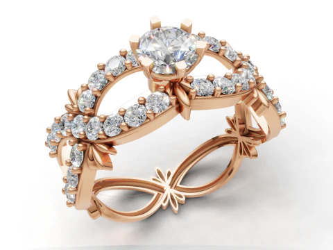Nature Inspired Pave Ring CAD File for Printing 3D Print Model