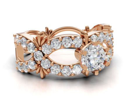 File CAD Pave Ring Terinspirasi Alam untuk Pencetakan Model Cetak 3D