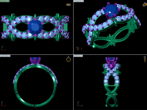 File CAD Pave Ring Terinspirasi Alam untuk Pencetakan Model Cetak 3D