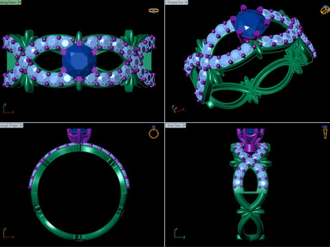 Nature Inspired Pave Ring CAD File for Printing 3D Print Model