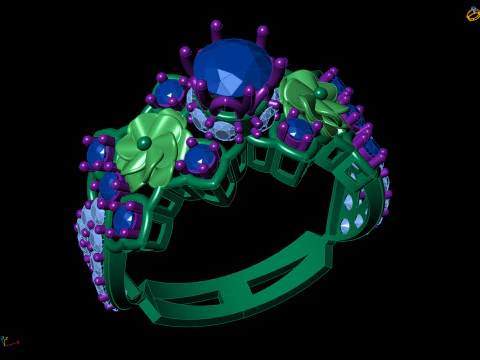 Floral Cluster Ring Sculpted Flower CAD for Printing 3D Print Model