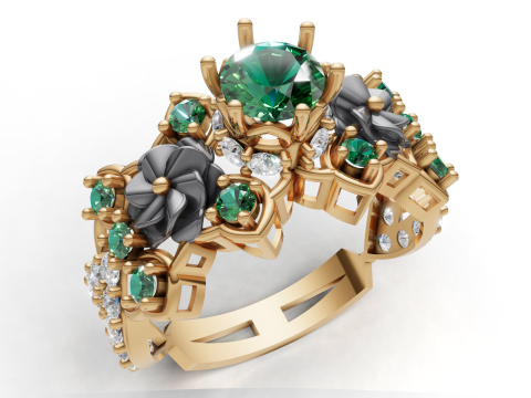 Cincin Cluster Bunga Patung Bunga CAD untuk Pencetakan Model Cetak 3D