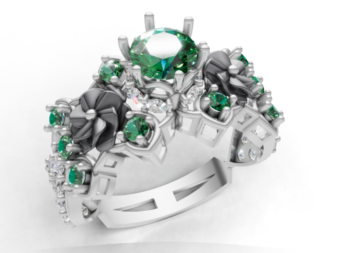 CAD per fiori scolpiti ad anello a grappolo floreale per la stampa Modello di stampa 3D