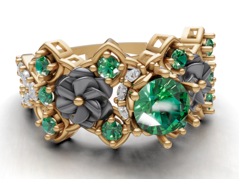 CAD per fiori scolpiti ad anello a grappolo floreale per la stampa Modello di stampa 3D