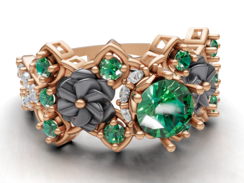 CAD per fiori scolpiti ad anello a grappolo floreale per la stampa Modello di stampa 3D