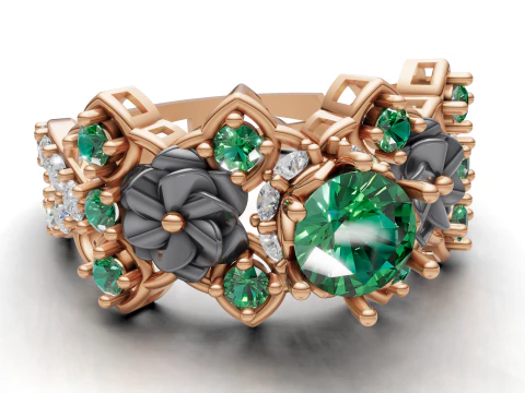 Floral Cluster Ring Sculpted Flower CAD for Printing 3D Print Model