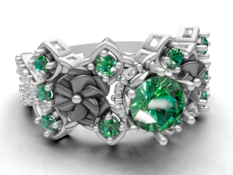 Floral Cluster Ring Sculpted Flower CAD for Printing 3D Print Model