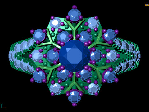 Anillo de racimo Starburst adornado pavimenta CAD de filigrana para imprimir Modelo de impresión 3D