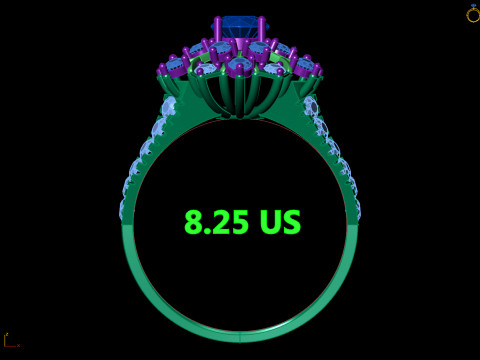 Anillo de racimo Starburst adornado pavimenta CAD de filigrana para imprimir Modelo de impresión 3D