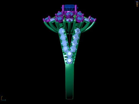 Anillo de racimo Starburst adornado pavimenta CAD de filigrana para imprimir Modelo de impresión 3D