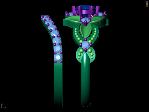 Nature Inspired Bridal Set Floral Engagement Contoured Band CAD File 3D Print Model