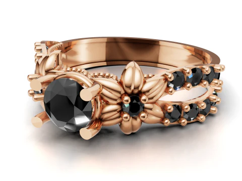 Organic Floral Engagement Ring Open Pave Shank CAD for Print 3D Print Model