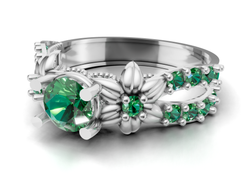 Anello di fidanzamento floreale organico Open Pave Shank CAD per la stampa Modello di stampa 3D