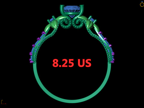 Anello di fidanzamento floreale organico Open Pave Shank CAD per la stampa Modello di stampa 3D