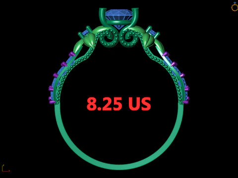 Organic Floral Engagement Ring Open Pave Shank CAD for Print 3D Print Model