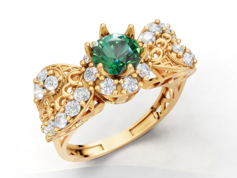 Ozdobny barokowy pierścień klastrowy filigranowy trzonek CAD do druku Model do druku 3D