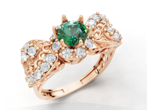 Ozdobny barokowy pierścień klastrowy filigranowy trzonek CAD do druku Model do druku 3D