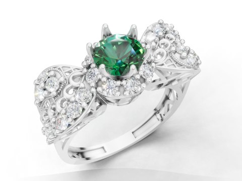 Ozdobny barokowy pierścień klastrowy filigranowy trzonek CAD do druku Model do druku 3D