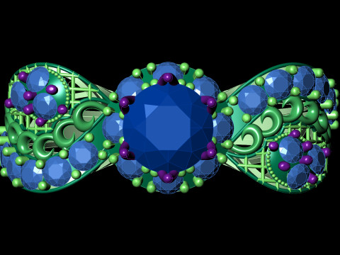 Ozdobny barokowy pierścień klastrowy filigranowy trzonek CAD do druku Model do druku 3D