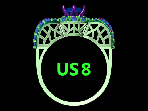 Ozdobny barokowy pierścień klastrowy filigranowy trzonek CAD do druku Model do druku 3D