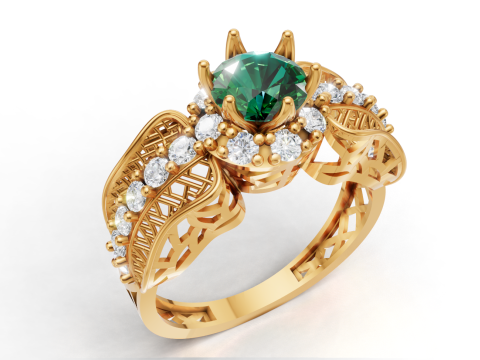 Tenun Kerawang Cincin Lebar Cluster Shank STL CAD untuk Pencetakan Model Cetak 3D