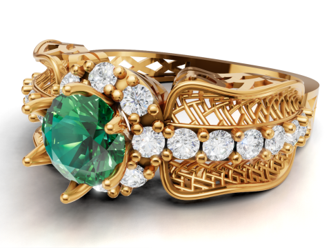 Woven Filigree Ring Wide Cluster Shank STL CAD for Printing 3D Print Model