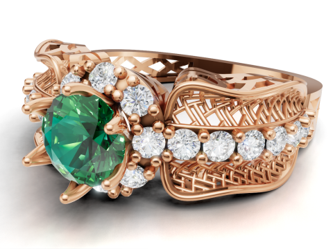 Woven Filigree Ring Wide Cluster Shank STL CAD for Printing 3D Print Model