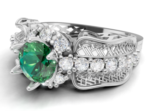 Woven Filigree Ring Wide Cluster Shank STL CAD for Printing 3D Print Model