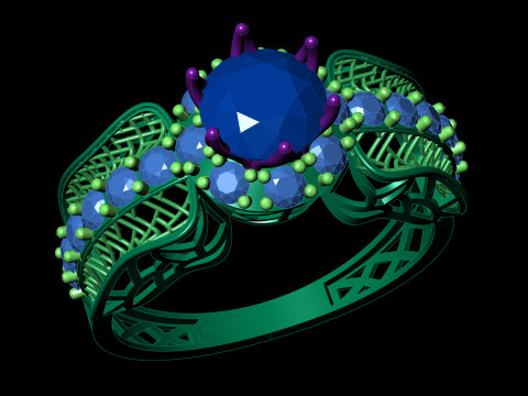 Woven Filigree Ring Wide Cluster Shank STL CAD for Printing 3D Print Model