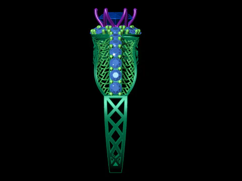 Woven Filigree Ring Wide Cluster Shank STL CAD for Printing 3D Print Model