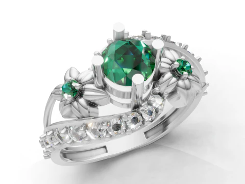 Organiczny kwiatowy pierścień obejściowy rzeźbiony trzonek liścia CAD do druku Model do druku 3D