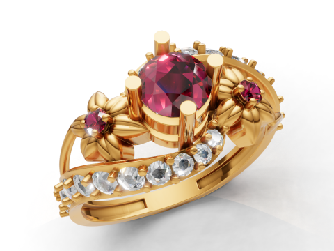 有機花バイパスリング彫刻葉シャンク印刷用CAD 3Dプリントモデル