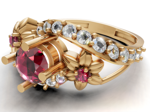 有機花バイパスリング彫刻葉シャンク印刷用CAD 3Dプリントモデル