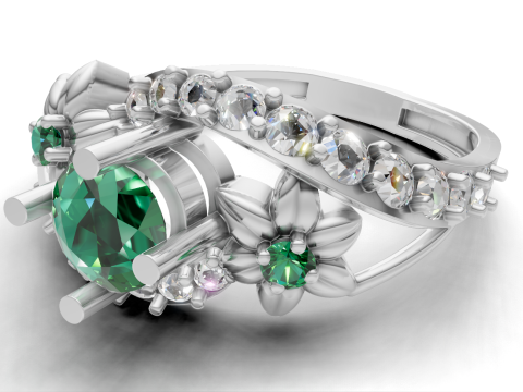 有機花バイパスリング彫刻葉シャンク印刷用CAD 3Dプリントモデル