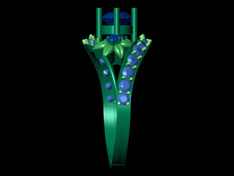 有機花バイパスリング彫刻葉シャンク印刷用CAD 3Dプリントモデル