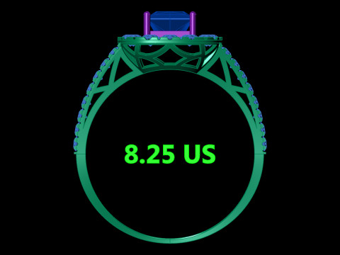 Pierścionek zaręczynowy Princess Cut Halo z podwójnym chwytem Pave Model do druku 3D