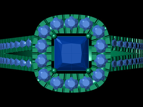 Pierścionek zaręczynowy Princess Cut Halo z podwójnym chwytem Pave Model do druku 3D