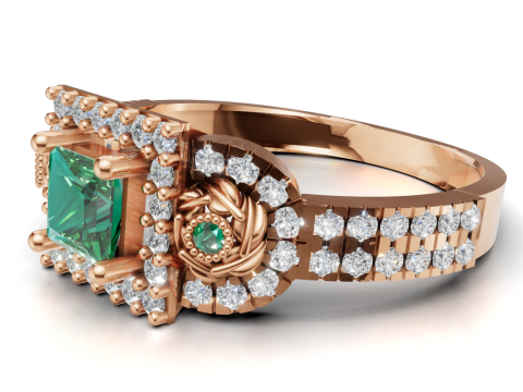 错综复杂的三石簇戒指公主光环密镶 STL CAD 文件 3D 打印模型