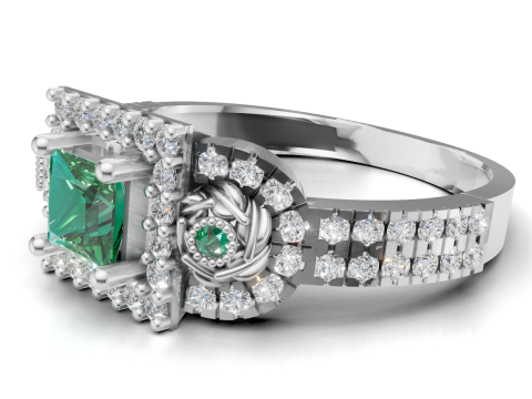 错综复杂的三石簇戒指公主光环密镶 STL CAD 文件 3D 打印模型